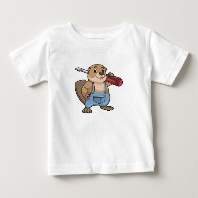 Beaver as Craftsman with Wrench Baby T-Shirt (Front)