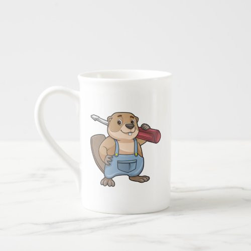 Beaver as Craftsman with Wrench Bone China Mug