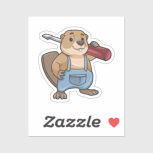 Beaver as Craftsman with Wrench Sticker
