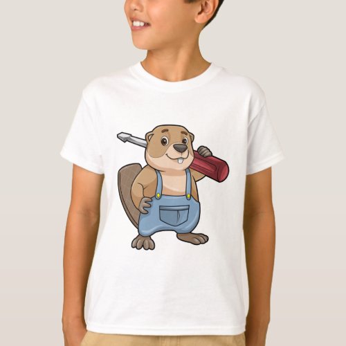 Beaver as Craftsman with Wrench T_Shirt