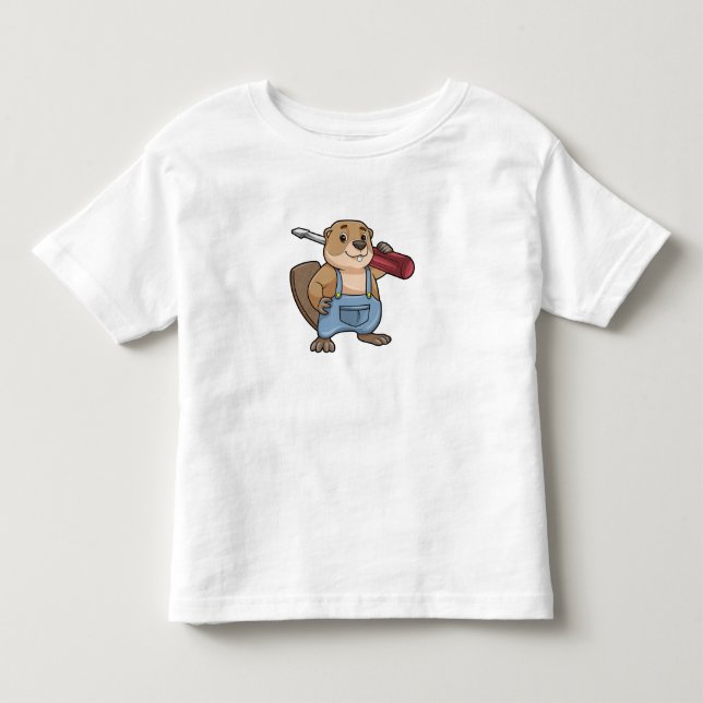 Beaver as Craftsman with Wrench Toddler T-shirt (Front)