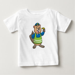 Beaver as Police officer with Whistle Baby T-Shirt