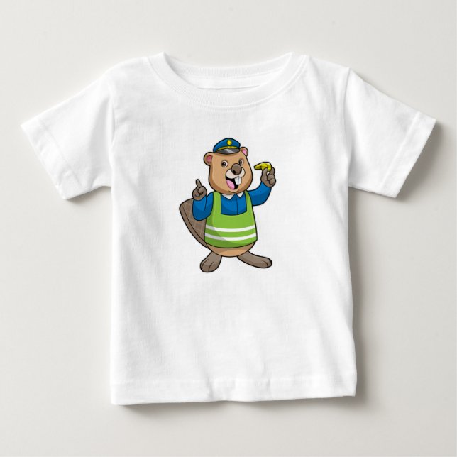 Beaver as Police officer with Whistle Baby T-Shirt (Front)