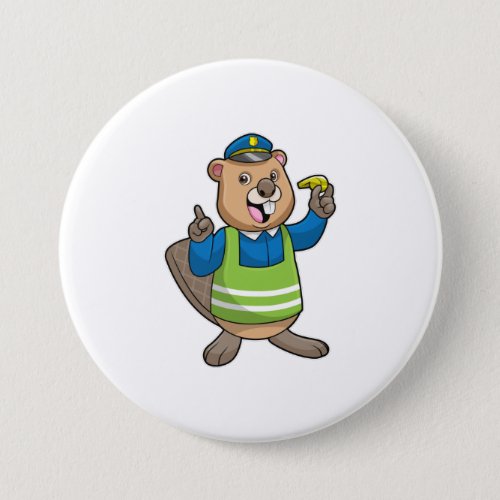 Beaver as Police officer with Whistle Button