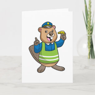 Beaver as Police officer with Whistle Card