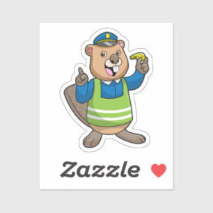 Beaver as Police officer with Whistle Sticker