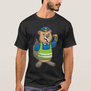 Beaver as Police officer with Whistle T-Shirt
