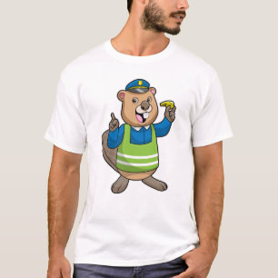 Beaver as Police officer with Whistle T-Shirt