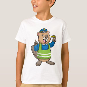 Beaver as Police officer with Whistle T-Shirt