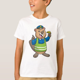 Beaver as Police officer with Whistle T-Shirt