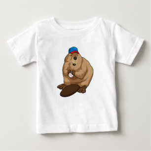 Beaver at Baseball with Baseball ball Baby T-Shirt
