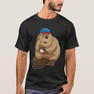 Beaver at Baseball with Baseball ball T-Shirt