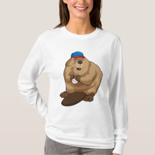 Beaver at Baseball with Baseball ball T-Shirt