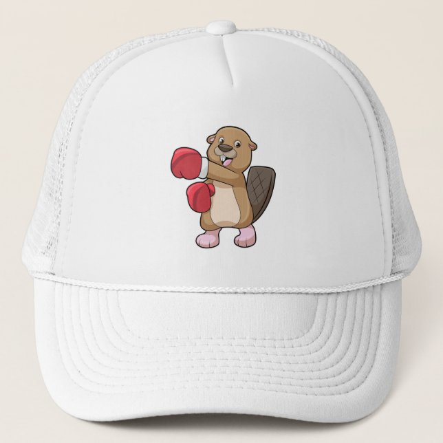 Beaver at Boxing with Boxing gloves Trucker Hat (Front)