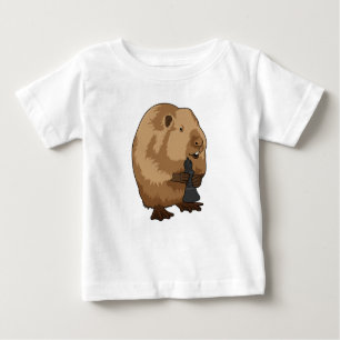 Beaver at Chess with Chess piece Bishop Baby T-Shirt