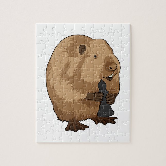 Beaver at Chess with Chess piece Bishop Jigsaw Puzzle (Vertical)