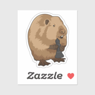 Beaver at Chess with Chess piece Bishop Sticker
