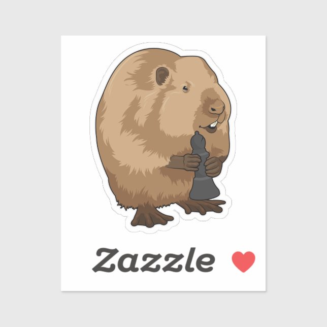Beaver at Chess with Chess piece Bishop Sticker (Sheet)