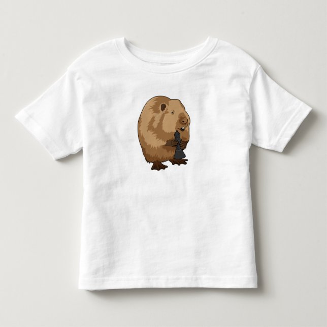 Beaver at Chess with Chess piece Bishop Toddler T-shirt (Front)