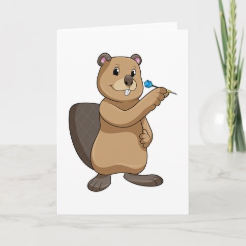 Beaver at Darts with Dart Card
