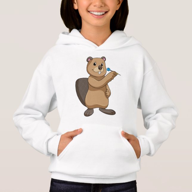 Beaver at Darts with Dart Hoodie (Front)