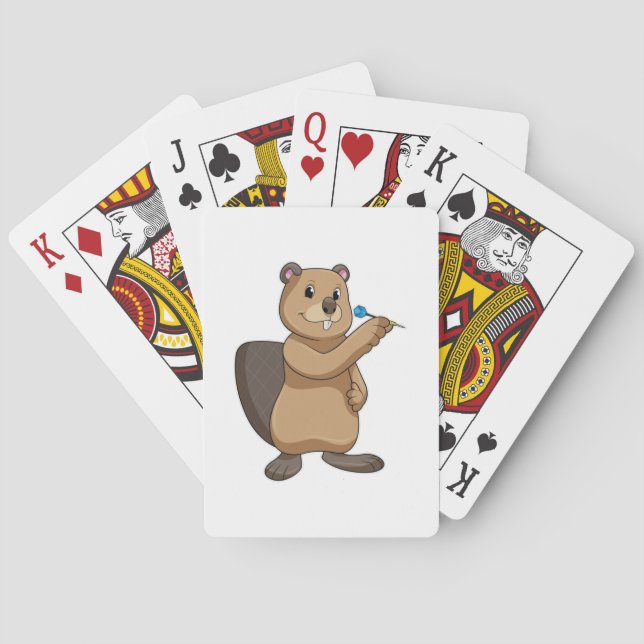 Beaver at Darts with Dart Poker Cards (Back)