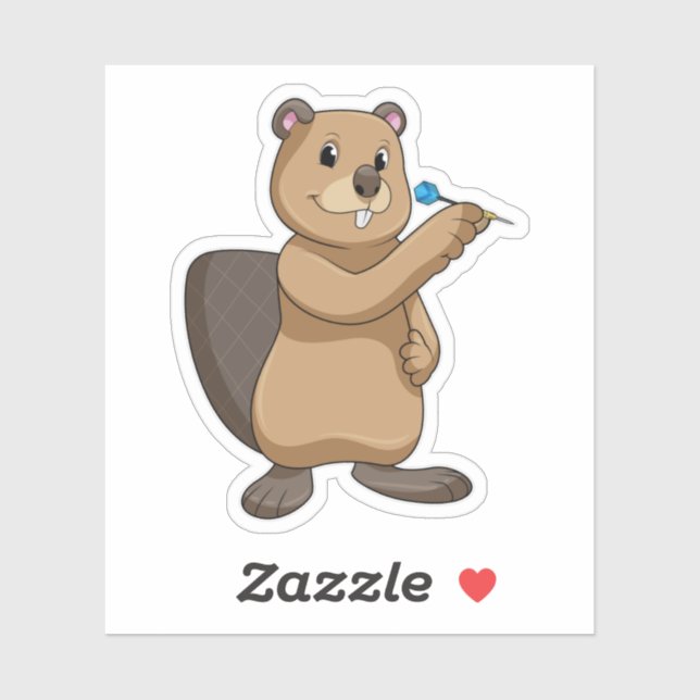 Beaver at Darts with Dart Sticker (Sheet)