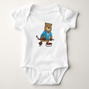 Beaver at Ice hockey with Ice hockey stick Baby Bodysuit