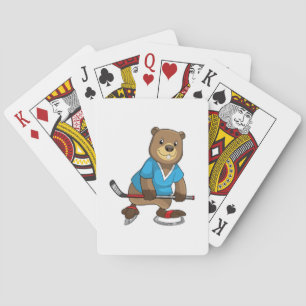 Beaver at Ice hockey with Ice hockey stick Poker Cards