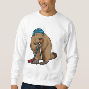 Beaver at Ice hockey with Ice hockey stick Sweatshirt