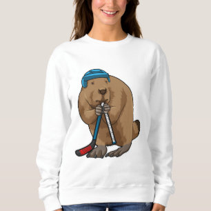 Beaver at Ice hockey with Ice hockey stick Sweatshirt