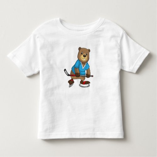 Beaver at Ice hockey with Ice hockey stick Toddler T_shirt