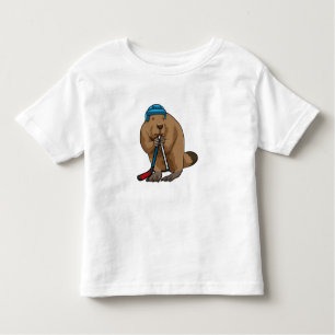 Beaver at Ice hockey with Ice hockey stick Toddler T-shirt