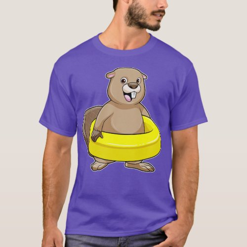 Beaver at Swimming with Swim ring 1 T_Shirt