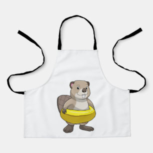 Beaver at Swimming with Swim ring Apron