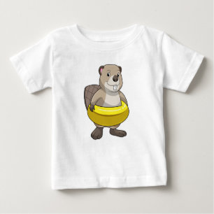 Beaver at Swimming with Swim ring Baby T-Shirt