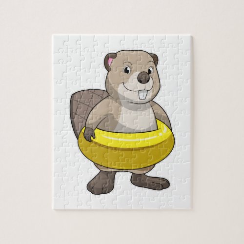 Beaver at Swimming with Swim ring Jigsaw Puzzle