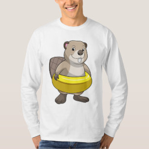 Beaver at Swimming with Swim ring T-Shirt