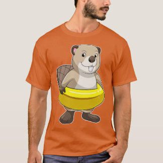 Beaver at Swimming with Swim ring T-Shirt