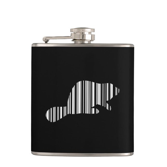 BEAVER BAR CODE Animal Barcode Pattern Design Flask (Front)