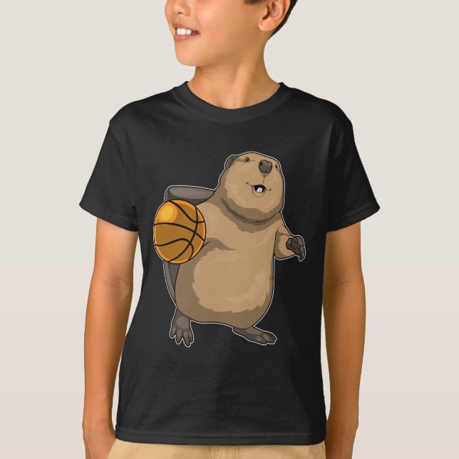 Beaver Basketball player Basketball T-Shirt (Front)