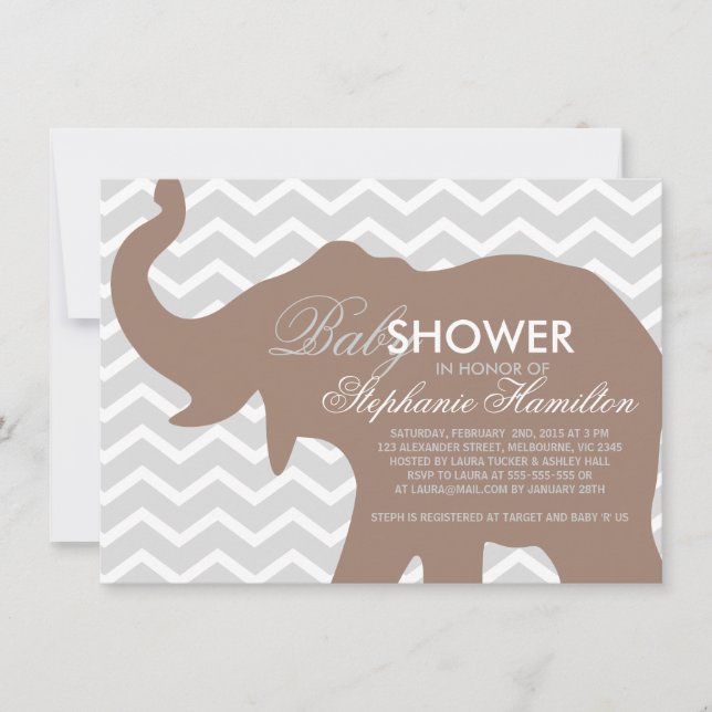 Beaver big elephant baby shower invitation (Front)