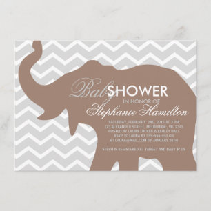 Beaver big elephant baby shower invitation