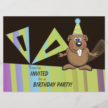 Beaver Birthday Invite by chandraws at Zazzle