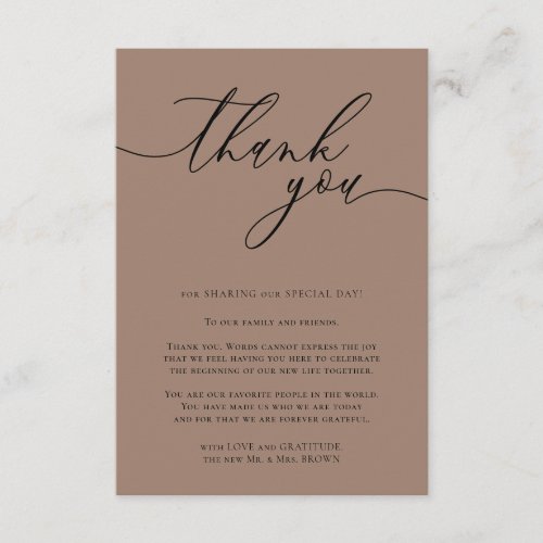 Beaver Brown Custom Photo Thank You Enclosure Card