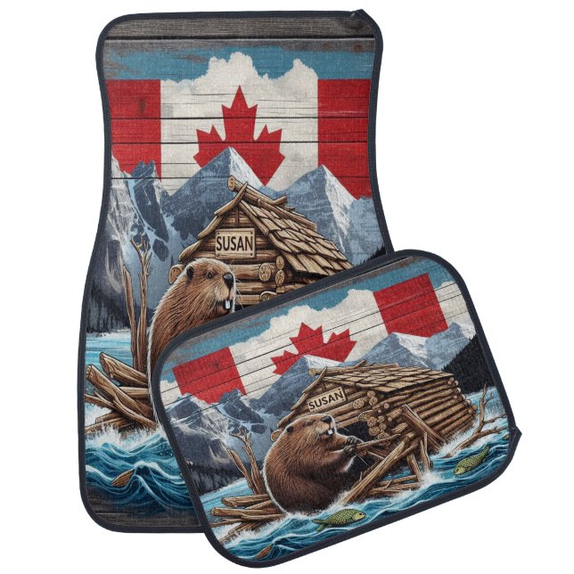 Beaver Builds Lodge by Canadian Waters Car Floor Mat (Set)