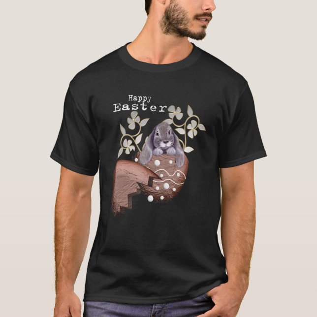 Beaver Bunny Egg Hunting  Beaver Happy Easter T-Shirt (Front)