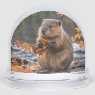 Beaver by Lake Snow Globe