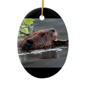 beaver ceramic ornament
