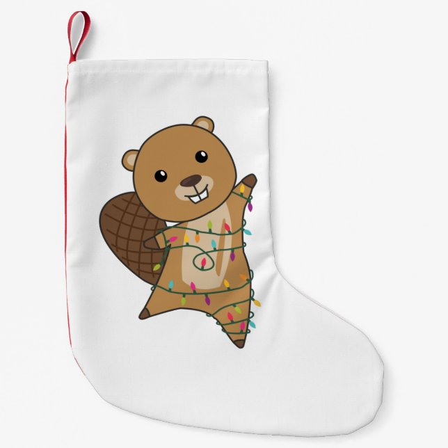 Beaver Cheerful Christmas Winter Animals Beavers A Small Christmas Stocking (Front)